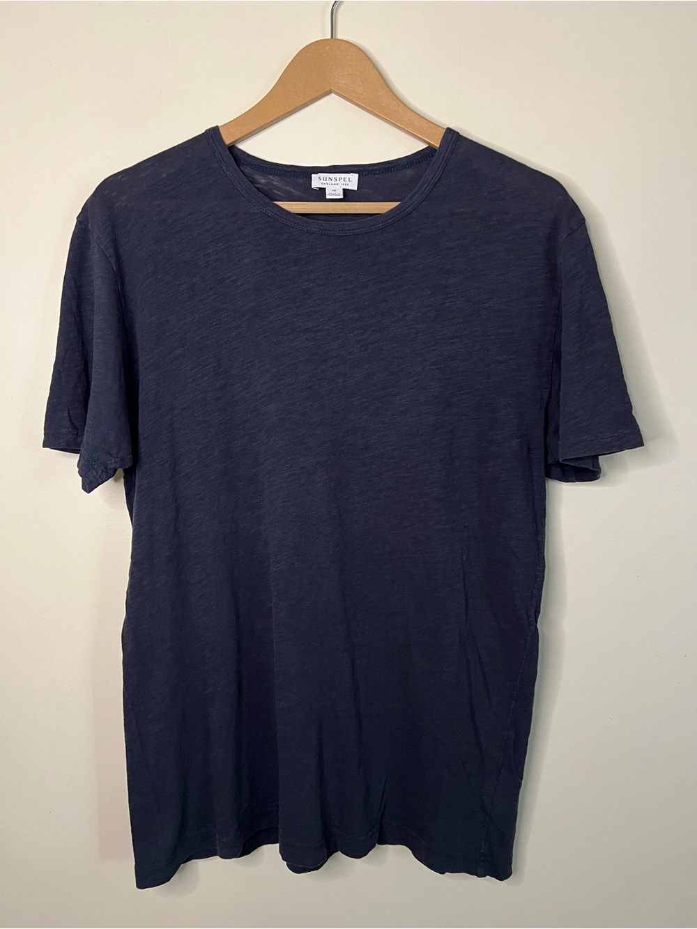 Sunspel Navy Blue Classic T Shirt Size M *HAS REPAIR*